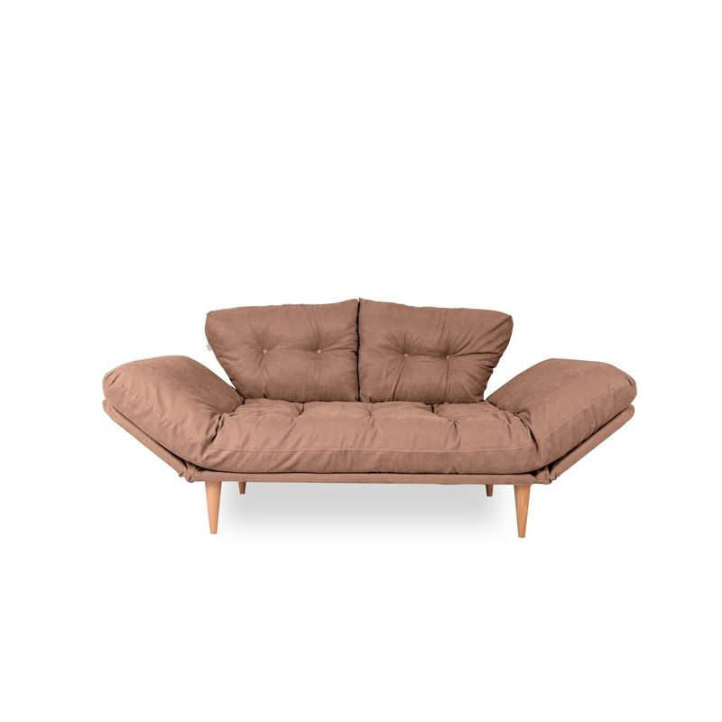 Casa si Gradina - Mobilier - Canapele si coltare - Canapele - Canapea extensibila, Hanah Home, metal, stofa in, maro deschis, 200x70 cm - Infinity.ro