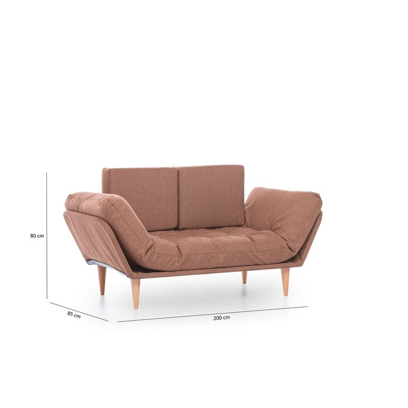 Casa si Gradina - Mobilier - Canapele si coltare - Canapele - Canapea extensibila, Hanah Home, metal, stofa in, maro deschis, 200x70 cm - Infinity.ro