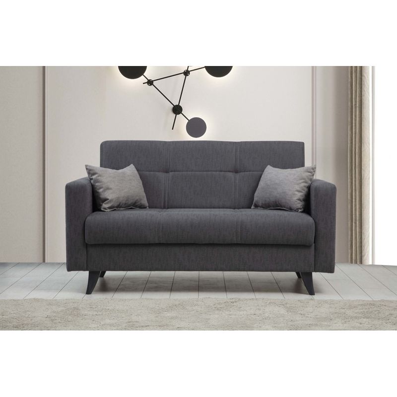 Casa si Gradina - Mobilier - Canapele si coltare - Canapele - Canapea extensibila, Atelier Del Sofa, cadru metal lemn, gri inchis, 151x86x75 cm - Infinity.ro