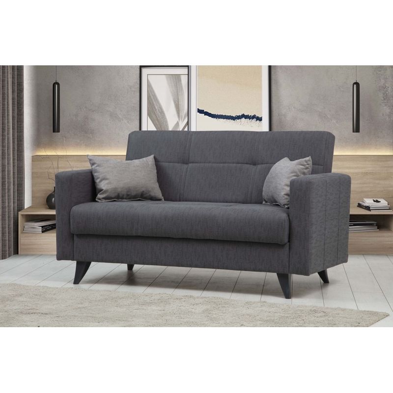 Casa si Gradina - Mobilier - Canapele si coltare - Canapele - Canapea extensibila, Atelier Del Sofa, cadru metal lemn, gri inchis, 151x86x75 cm - Infinity.ro
