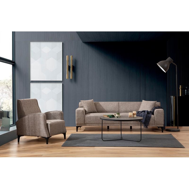Casa si Gradina - Mobilier - Canapele si coltare - Canapele - Canapea 3 locuri, Hanah Home, lemn fag si pal, fawn, 215x87x86 cm - Infinity.ro