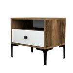 Casa si Gradina - Mobilier - Comode si corpuri - Noptiere - Noptiera, Hanah Home, pal melaminat, nuc si alb, 56x40x50.8 cm, 845HCT2502 - Infinity.ro