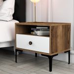 Casa si Gradina - Mobilier - Comode si corpuri - Noptiere - Noptiera, Hanah Home, pal melaminat, nuc si alb, 56x40x50.8 cm, 845HCT2502 - Infinity.ro