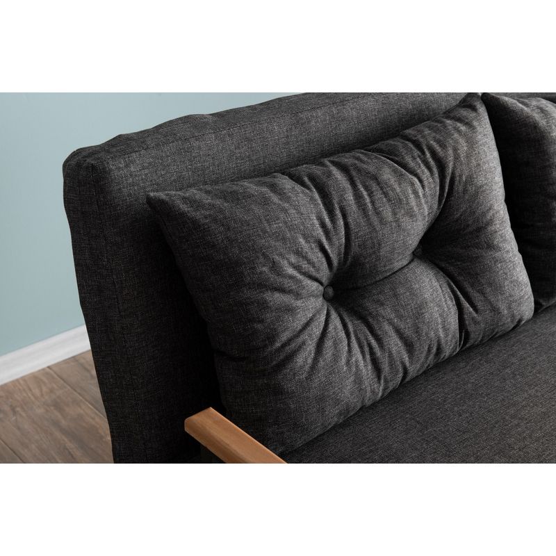 Casa si Gradina - Mobilier - Canapele si coltare - Canapele - Canapea extensibila 2 locuri, Hanah Home, stofa tip in, gri inchis, 175x133 cm - Infinity.ro