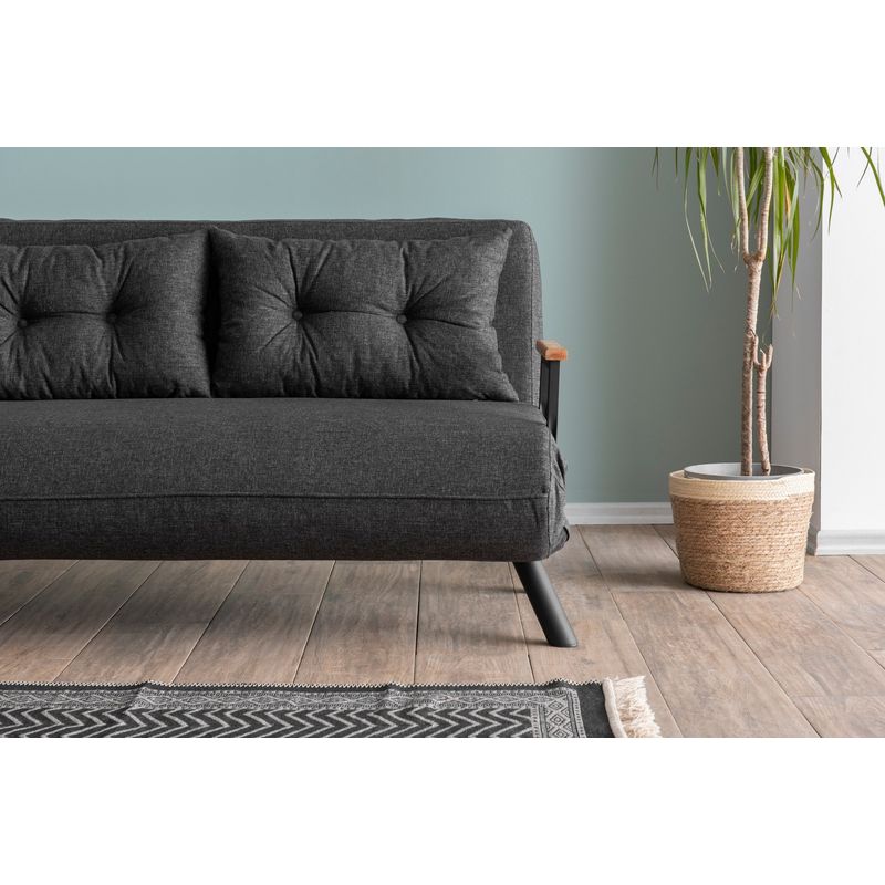 Casa si Gradina - Mobilier - Canapele si coltare - Canapele - Canapea extensibila 2 locuri, Hanah Home, stofa tip in, gri inchis, 175x133 cm - Infinity.ro