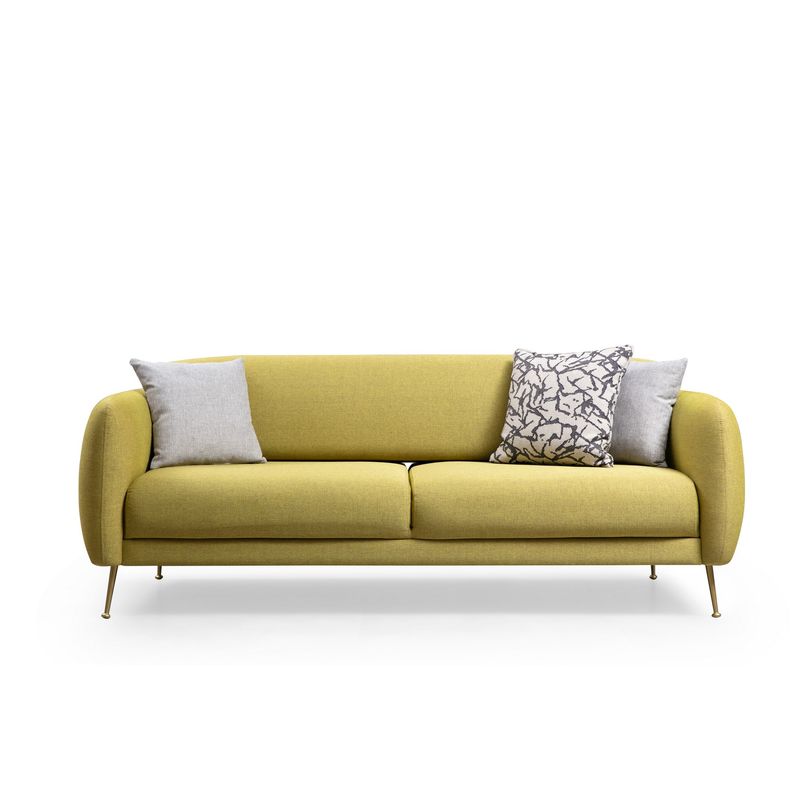 Casa si Gradina - Mobilier - Canapele si coltare - Canapele - Canapea extensibila 3 locuri, Hanah Home, lemn fag şi PAL, galben, 214x98x85 cm - Infinity.ro