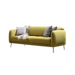 Casa si Gradina - Mobilier - Canapele si coltare - Canapele - Canapea extensibila 3 locuri, Hanah Home, lemn fag şi PAL, galben, 214x98x85 cm - Infinity.ro