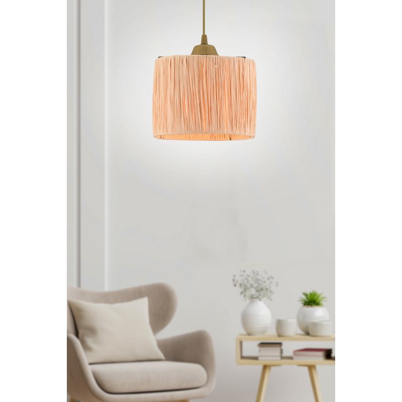 Casa si Gradina - Corpuri si surse de iluminat - Lustre si pendule - Candelabru, Opviq, metal si rafie, natural, 20x20x15 cm, inaltime totala 55 cm - Infinity.ro
