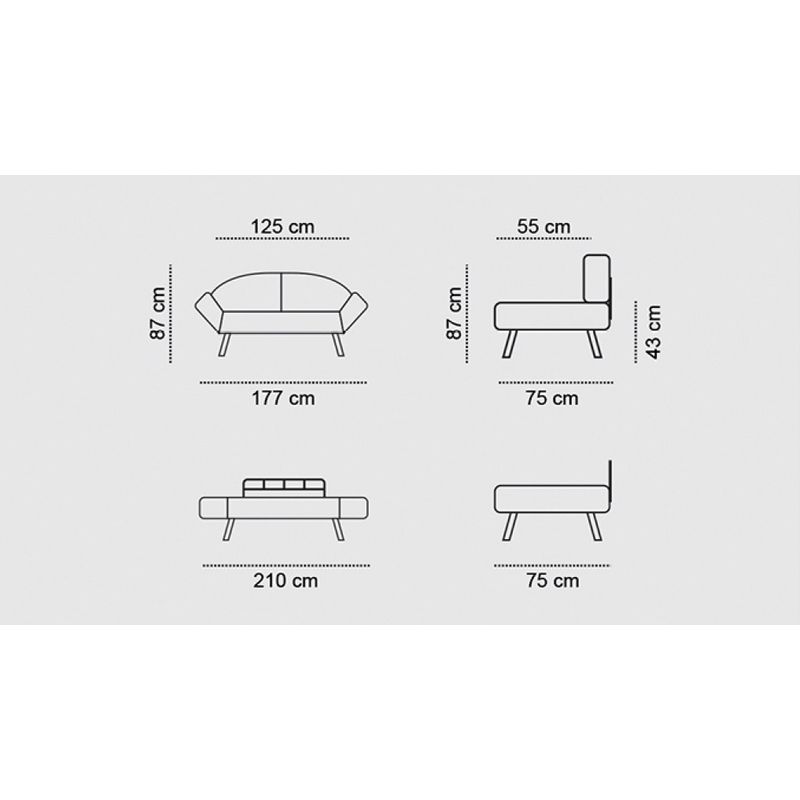 Casa si Gradina - Mobilier - Canapele si coltare - Canapele - Canapea extensibila, Hanah Home, metal, albastru petrol, 177x87x75 cm - Infinity.ro