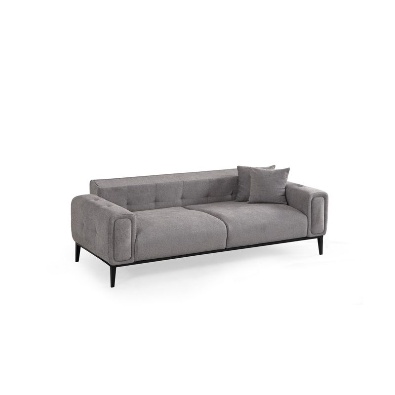 Casa si Gradina - Mobilier - Canapele si coltare - Canapele - Canapea extensibila 3 locuri, Hanah Home, lemn de fag, gri deschis, 225x92x76 cm - Infinity.ro