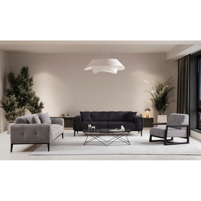 Casa si Gradina - Mobilier - Canapele si coltare - Canapele - Canapea extensibila 3 locuri, Hanah Home, lemn de fag, gri deschis, 225x92x76 cm - Infinity.ro