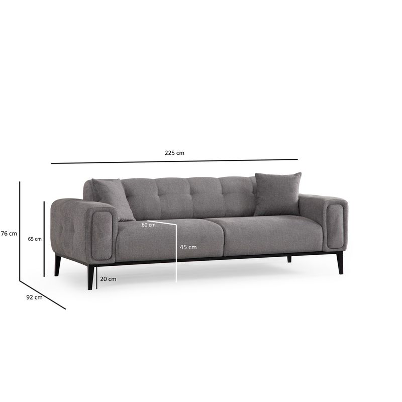 Casa si Gradina - Mobilier - Canapele si coltare - Canapele - Canapea extensibila 3 locuri, Hanah Home, lemn de fag, gri deschis, 225x92x76 cm - Infinity.ro