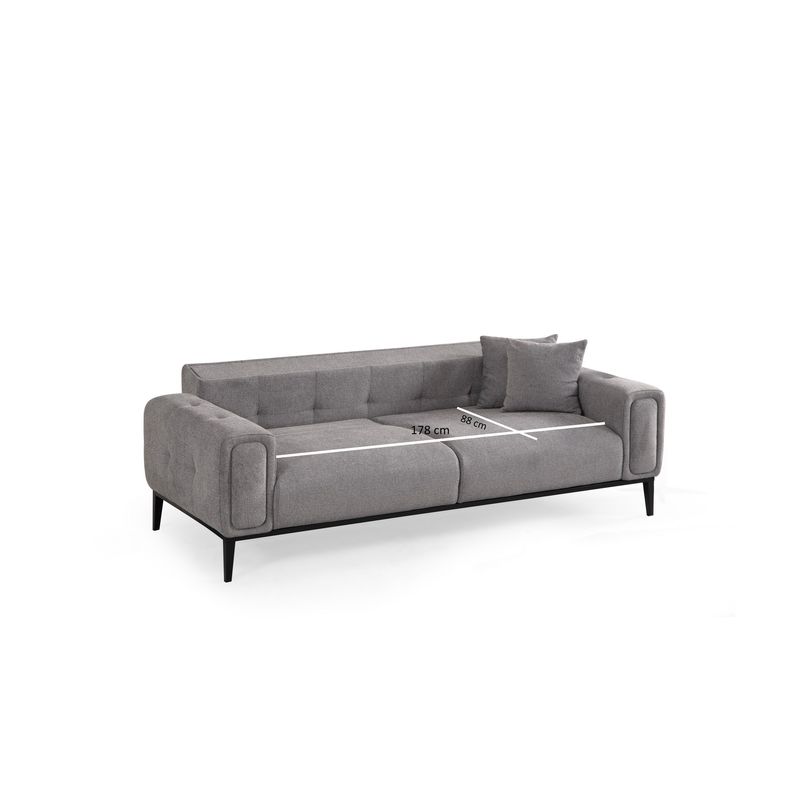 Casa si Gradina - Mobilier - Canapele si coltare - Canapele - Canapea extensibila 3 locuri, Hanah Home, lemn de fag, gri deschis, 225x92x76 cm - Infinity.ro
