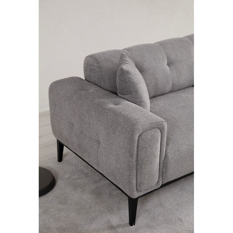 Casa si Gradina - Mobilier - Canapele si coltare - Canapele - Canapea extensibila 3 locuri, Hanah Home, lemn de fag, gri deschis, 225x92x76 cm - Infinity.ro