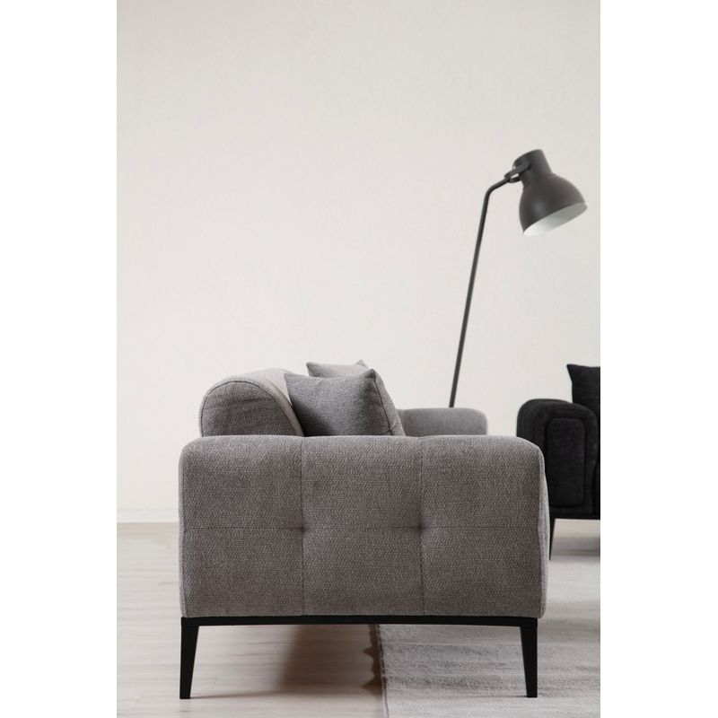 Casa si Gradina - Mobilier - Canapele si coltare - Canapele - Canapea extensibila 3 locuri, Hanah Home, lemn de fag, gri deschis, 225x92x76 cm - Infinity.ro