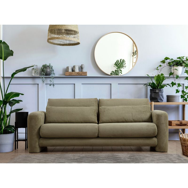 Casa si Gradina - Mobilier - Canapele si coltare - Canapele - Canapea 3 locuri, Hanah Home, lemn fag si pal, verde, 215x97x73 cm - Infinity.ro