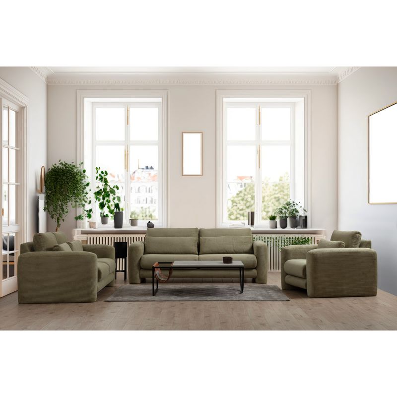 Casa si Gradina - Mobilier - Canapele si coltare - Canapele - Canapea 3 locuri, Hanah Home, lemn fag si pal, verde, 215x97x73 cm - Infinity.ro