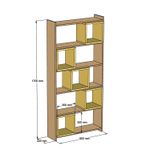 Casa si Gradina - Mobilier - Biblioteci si rafturi - Biblioteci - Biblioteca, Hanah Home, PAL melaminat, nuc si galben, 80x22x170 cm - Infinity.ro