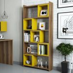 Casa si Gradina - Mobilier - Biblioteci si rafturi - Biblioteci - Biblioteca, Hanah Home, PAL melaminat, nuc si galben, 80x22x170 cm - Infinity.ro