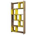 Casa si Gradina - Mobilier - Biblioteci si rafturi - Biblioteci - Biblioteca, Hanah Home, PAL melaminat, nuc si galben, 80x22x170 cm - Infinity.ro