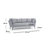 Casa si Gradina - Mobilier - Canapele si coltare - Canapele - Canapea 3 locuri, Hanah Home, cadru lemn fag si pal, gri, 214x90x84 cm - Infinity.ro