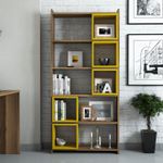 Casa si Gradina - Mobilier - Biblioteci si rafturi - Biblioteci - Biblioteca, Hanah Home, PAL melaminat, nuc si galben, 80x22x170 cm - Infinity.ro