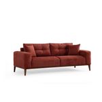 Casa si Gradina - Mobilier - Canapele si coltare - Canapele - Canapea extensibila 3 locuri, Hanah Home, lemn fag si panouri aglomerate, rosu tigla, 225x92x75 cm - Infinity.ro