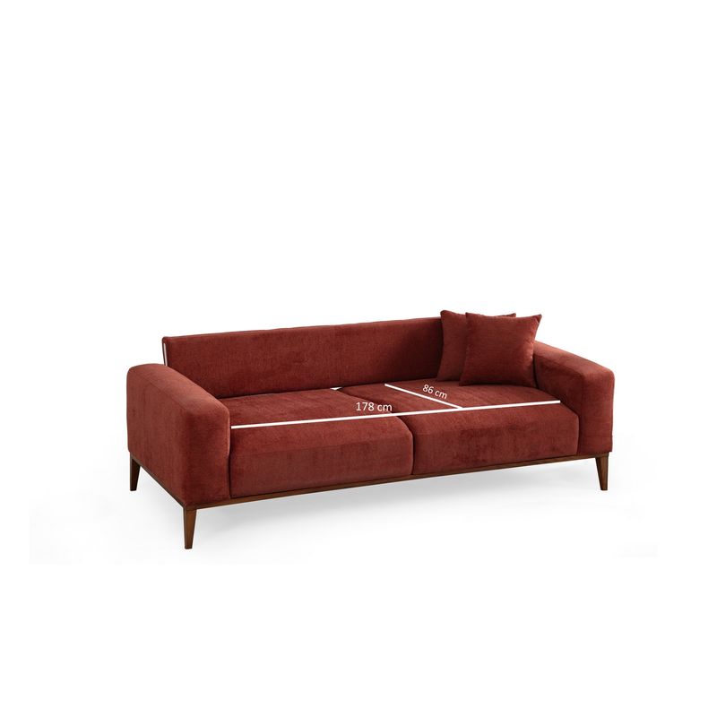 Casa si Gradina - Mobilier - Canapele si coltare - Canapele - Canapea extensibila 3 locuri, Hanah Home, lemn fag si panouri aglomerate, rosu tigla, 225x92x75 cm - Infinity.ro