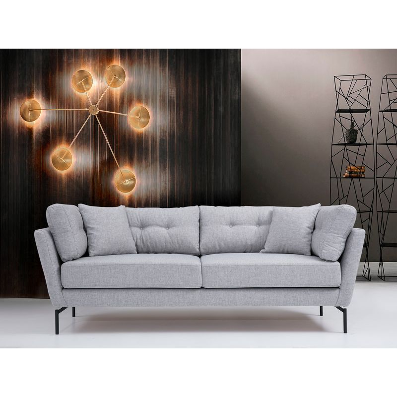 Casa si Gradina - Mobilier - Canapele si coltare - Canapele - Canapea 3 locuri, Hanah Home, cadru lemn fag si pal, gri, 214x90x84 cm - Infinity.ro