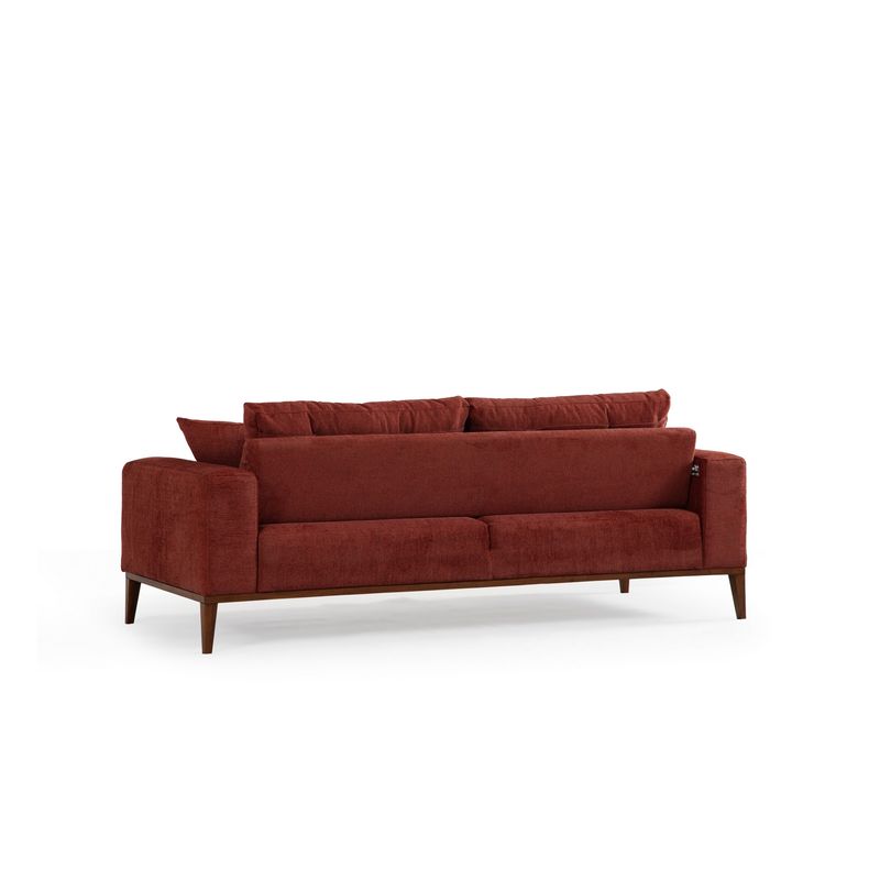 Casa si Gradina - Mobilier - Canapele si coltare - Canapele - Canapea extensibila 3 locuri, Hanah Home, lemn fag si panouri aglomerate, rosu tigla, 225x92x75 cm - Infinity.ro