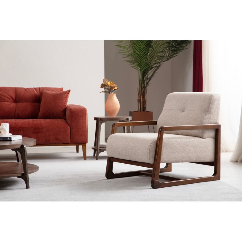 Casa si Gradina - Mobilier - Canapele si coltare - Canapele - Canapea extensibila 3 locuri, Hanah Home, lemn fag si panouri aglomerate, rosu tigla, 225x92x75 cm - Infinity.ro
