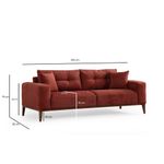 Casa si Gradina - Mobilier - Canapele si coltare - Canapele - Canapea extensibila 3 locuri, Hanah Home, lemn fag si panouri aglomerate, rosu tigla, 225x92x75 cm - Infinity.ro