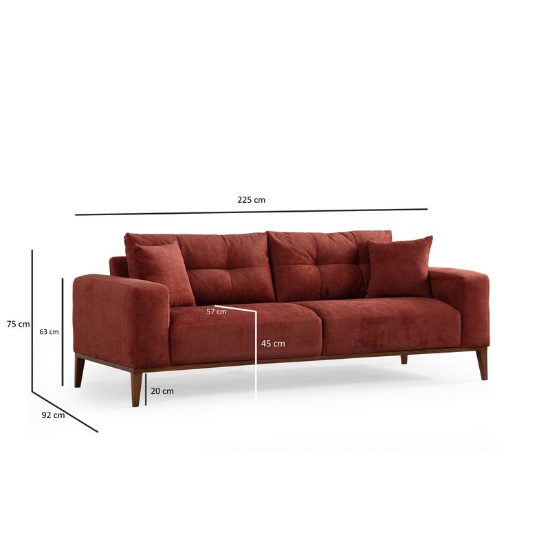 Casa si Gradina - Mobilier - Canapele si coltare - Canapele - Canapea extensibila 3 locuri, Hanah Home, lemn fag si panouri aglomerate, rosu tigla, 225x92x75 cm - Infinity.ro