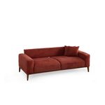 Casa si Gradina - Mobilier - Canapele si coltare - Canapele - Canapea extensibila 3 locuri, Hanah Home, lemn fag si panouri aglomerate, rosu tigla, 225x92x75 cm - Infinity.ro