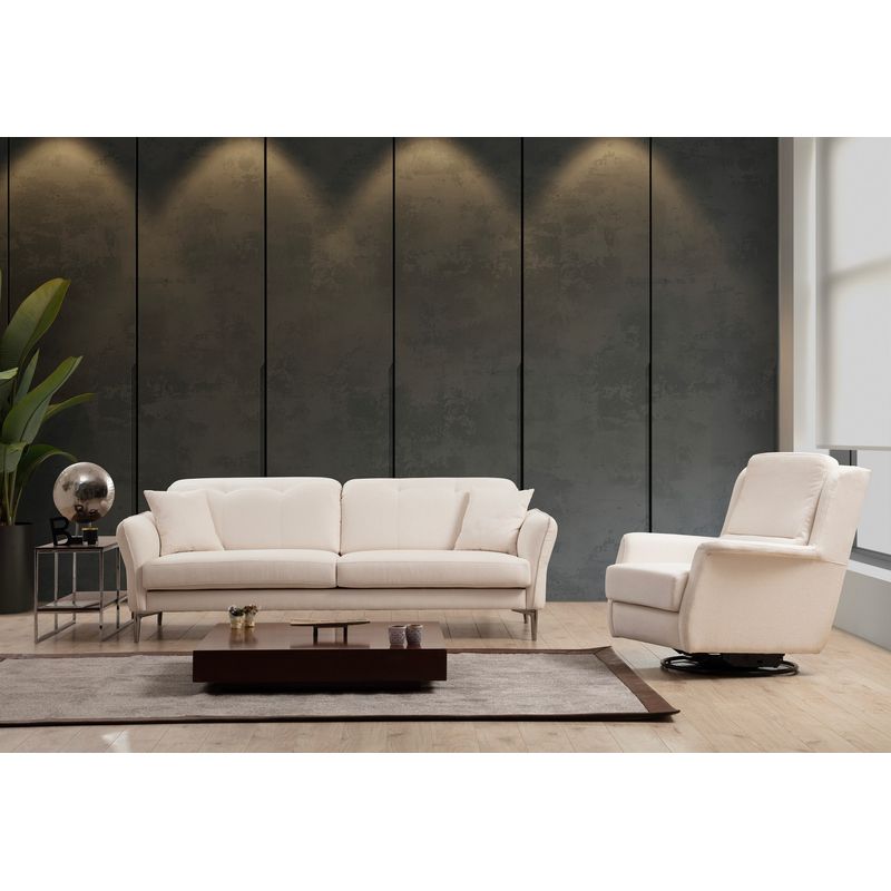 Casa si Gradina - Mobilier - Canapele si coltare - Canapele - Canapea 3 locuri, Hanah Home, lemn fag si pal, alb, 230x100x96 cm - Infinity.ro