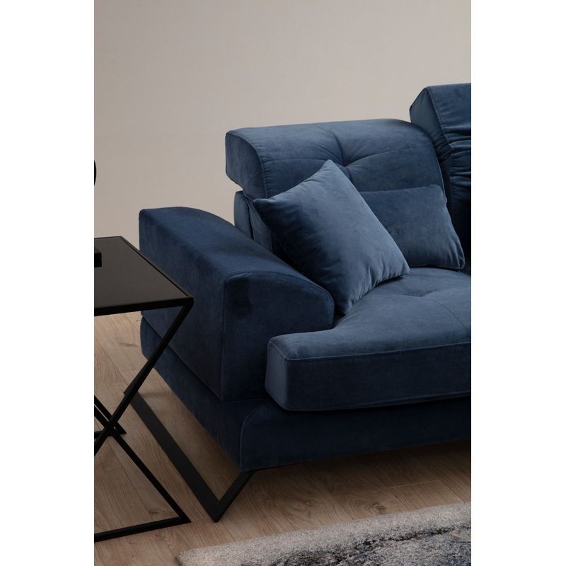 Casa si Gradina - Mobilier - Canapele si coltare - Canapele - Canapea 2 locuri, Hanah Home, lemn fag si pal, albastru marin, 185x100x92 cm - Infinity.ro