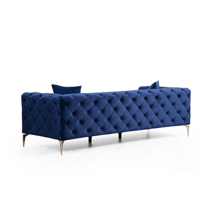 Casa si Gradina - Mobilier - Canapele si coltare - Canapele - Canapea 3 locuri, Hanah Home, lemn fag si pal, albastru marin, 237x90x70 cm - Infinity.ro