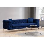 Casa si Gradina - Mobilier - Canapele si coltare - Canapele - Canapea 3 locuri, Hanah Home, lemn fag si pal, albastru marin, 237x90x70 cm - Infinity.ro