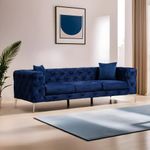 Casa si Gradina - Mobilier - Canapele si coltare - Canapele - Canapea 3 locuri, Hanah Home, lemn fag si pal, albastru marin, 237x90x70 cm - Infinity.ro