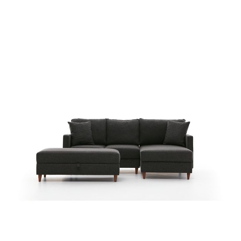 Casa si Gradina - Mobilier - Canapele si coltare - Coltare - Coltar, Hanah Home, cadru lemn, material poliester, antracit, 210x195x82 cm - Infinity.ro