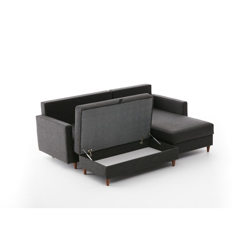 Casa si Gradina - Mobilier - Canapele si coltare - Coltare - Coltar, Hanah Home, cadru lemn, material poliester, antracit, 210x195x82 cm - Infinity.ro