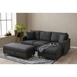 Casa si Gradina - Mobilier - Canapele si coltare - Coltare - Coltar, Hanah Home, cadru lemn, material poliester, antracit, 210x195x82 cm - Infinity.ro