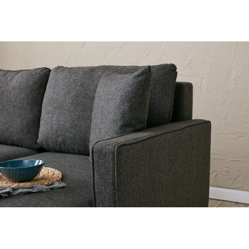 Casa si Gradina - Mobilier - Canapele si coltare - Coltare - Coltar, Hanah Home, cadru lemn, material poliester, antracit, 210x195x82 cm - Infinity.ro