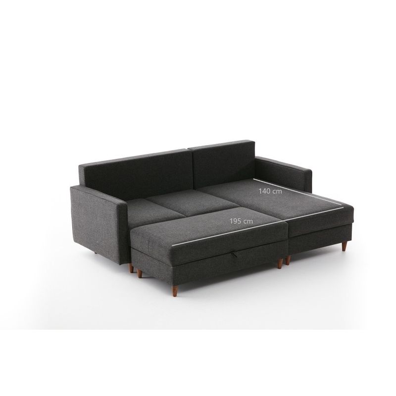 Casa si Gradina - Mobilier - Canapele si coltare - Coltare - Coltar, Hanah Home, cadru lemn, material poliester, antracit, 210x195x82 cm - Infinity.ro