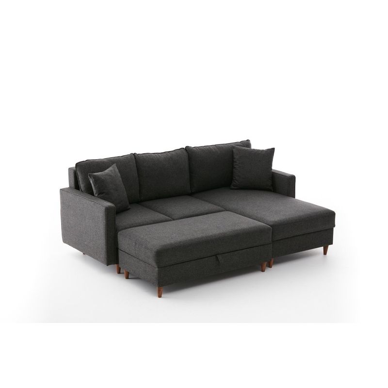 Casa si Gradina - Mobilier - Canapele si coltare - Coltare - Coltar, Hanah Home, cadru lemn, material poliester, antracit, 210x195x82 cm - Infinity.ro