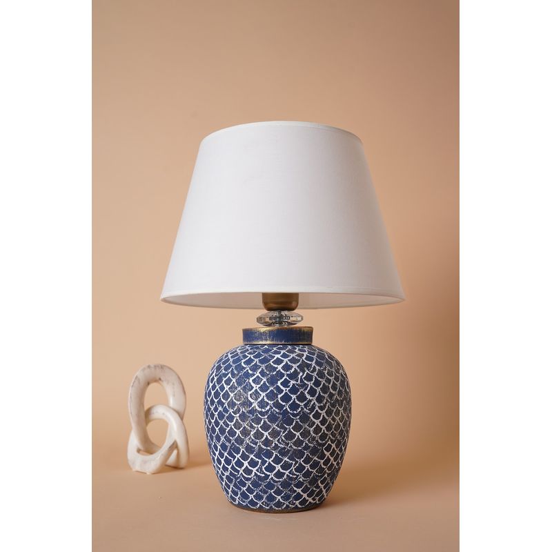 Casa si Gradina - Corpuri si surse de iluminat - Veioze si lampi - Veioze - Veioza, Opviq, ceramica, albastru alb, 30x45 cm - Infinity.ro