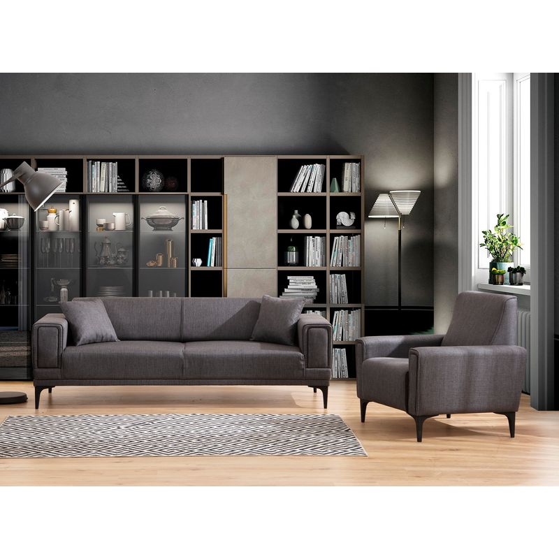 Casa si Gradina - Mobilier - Canapele si coltare - Canapele - Canapea extensibila 3 locuri, Atelier Del Sofa, lemn fag si PAL, gri inchis, 230x95x77 cm - Infinity.ro