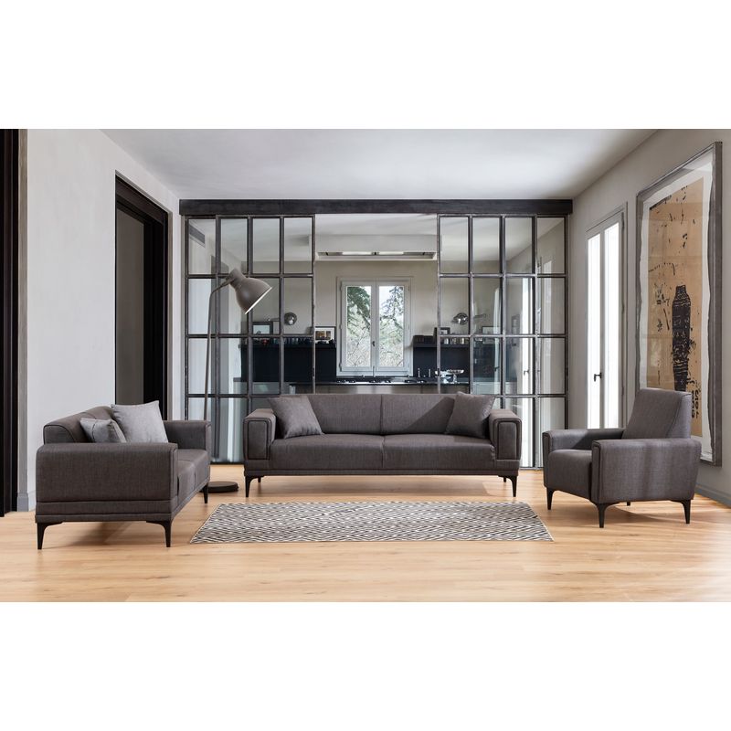 Casa si Gradina - Mobilier - Canapele si coltare - Canapele - Canapea extensibila 3 locuri, Atelier Del Sofa, lemn fag si PAL, gri inchis, 230x95x77 cm - Infinity.ro
