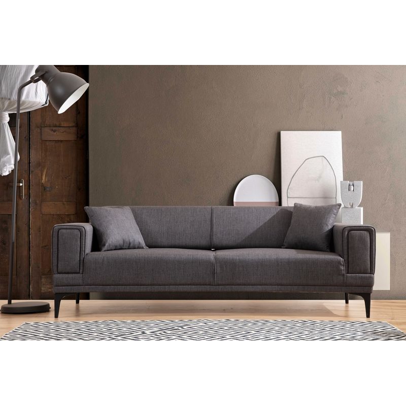 Casa si Gradina - Mobilier - Canapele si coltare - Canapele - Canapea extensibila 3 locuri, Atelier Del Sofa, lemn fag si PAL, gri inchis, 230x95x77 cm - Infinity.ro