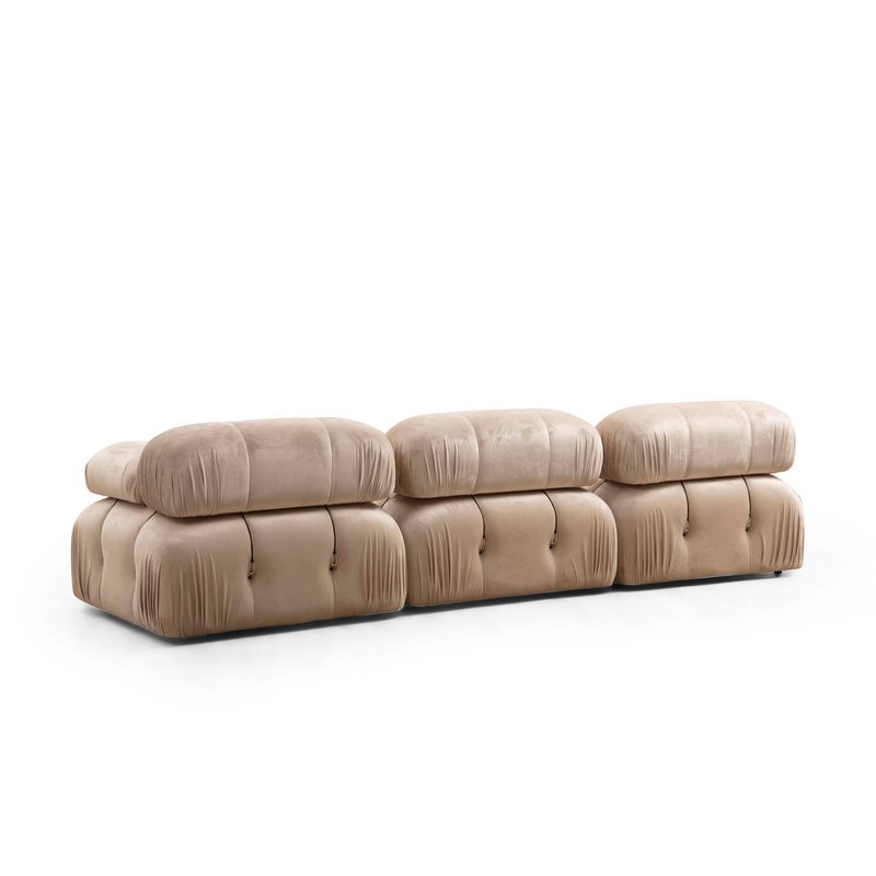 Casa si Gradina - Mobilier - Canapele si coltare - Canapele - Canapea 3 locuri, Hanah Home, catifea, crem, 288x95x75 cm - Infinity.ro